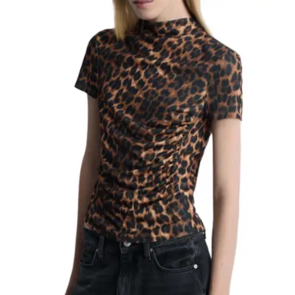 Mango Tops - Mango Leopard Print Ruched Top